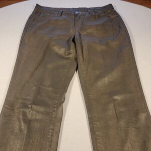 Dismero Italy Womens Metallic Coated Jeans Rhinestone Eagle Back Pocket Size 12